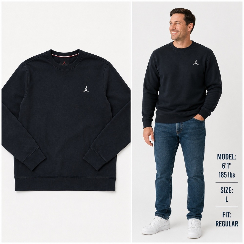 Jordan Mens Jumpman Fleece Crewneck Sweatshirt‎ Black Large DA9818-010